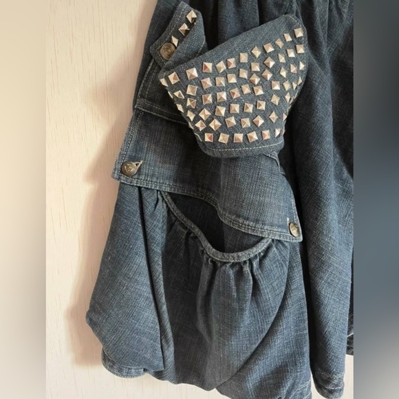 Store close next WK💝Rare Just Cavalli cargo studded denim wrap bubble skirt - Picture 2 of 3